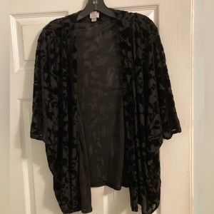 A New Day Sheer Black Velvet Floral Kimono